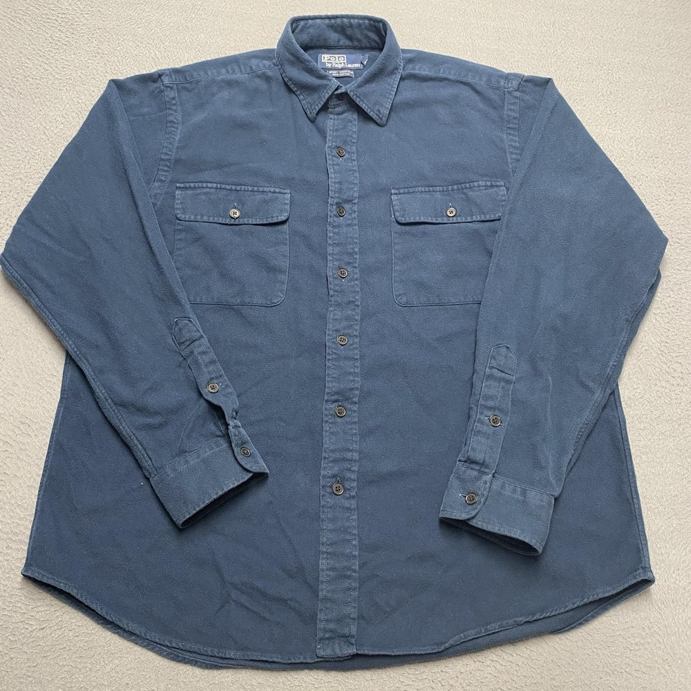 Polo Ralph Lauren Shirt Mens Medium Blue Long Sleeve Button Up Sport Whitfield